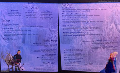 Freezing The Night Away With Anna Elsa And Friends Frozen Menu The