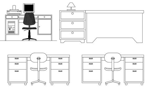 Learn how to draw table and chair pictures using these outlines or print just for coloring. Work Desk Table And Chair Furniture CAD Blocks Elevation ...