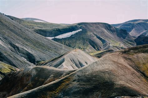 Icelandic Landscape Beautiful Mountains And Volcanic Area With Stock