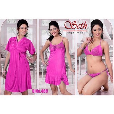 Ladies Pink 3 Piece Nighty At Rs 330piece In Delhi Id 15255139733