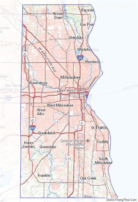 Map Of Milwaukee County Wisconsin