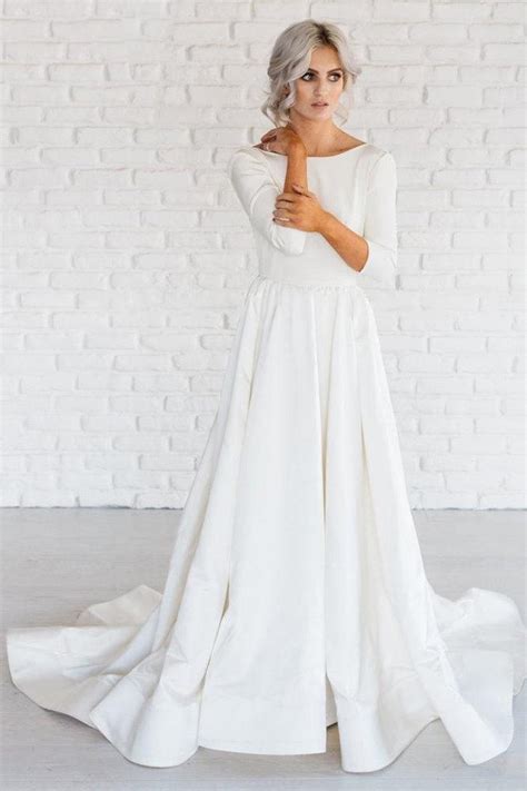 A Line Simple Wedding Dress With Sleeves Wedding Dress Collections