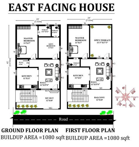 24 X45 Wonderful East Facing 3bhk House Plan As Per Vastu Shastra