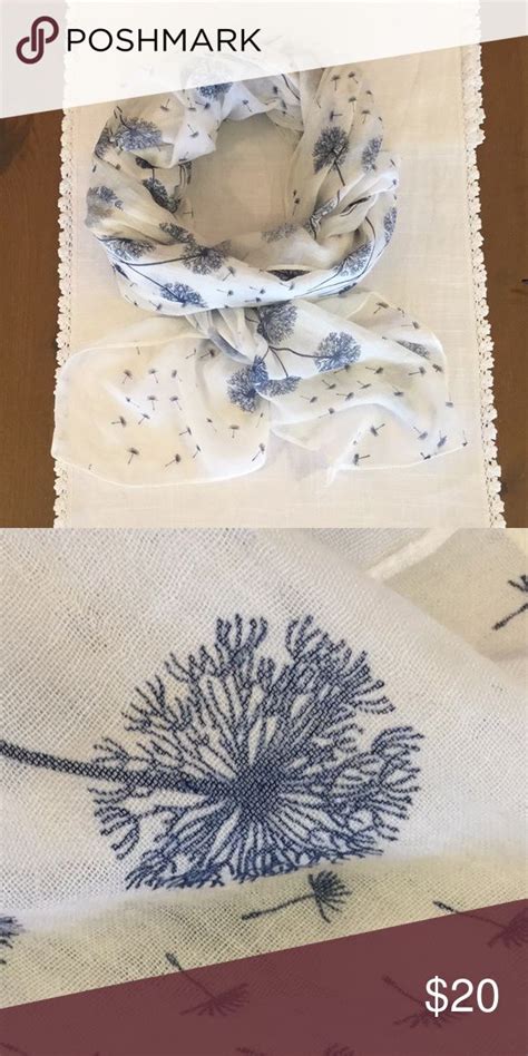 Dandelion Blue And White Scarf This Dandelion Motif Scarf