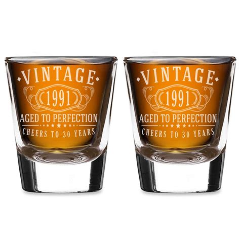 2pk Vintage 1991 Etched 2oz Shot Glasses 30th Birthday T Etsy In 2021 Personalized