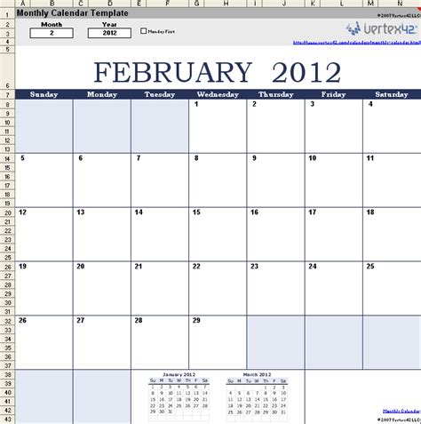 Njyloolus Blank Monthly Calendar Template