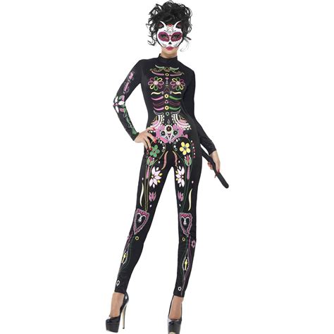 Day Of The Dead Sugar Skull Cat Womens Adult Halloween Costume