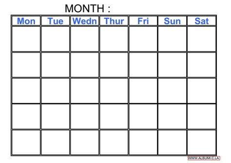 Blank Calendar Grid 2016 To Print Pdf And Excel Forms 2016 Blank