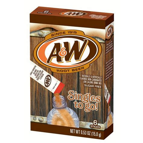 6 Boxes Aandw Root Beer To Go Drink Mix Singles 053 Oz 36 Sticks