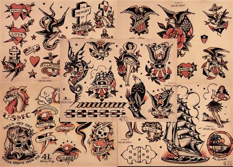 Sailor Jerry Traditional Vintage Style Tattoo Flash 5 Sheets Etsy