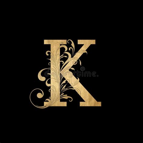 Luxury Boutique Letter K Monogram Logo Vintage Golden Letter With