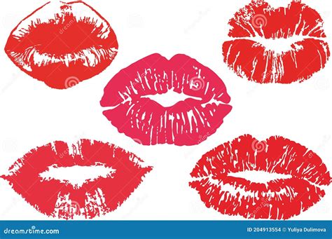 Lipstick Kisses Set For Printing And Cutting Stock Vector