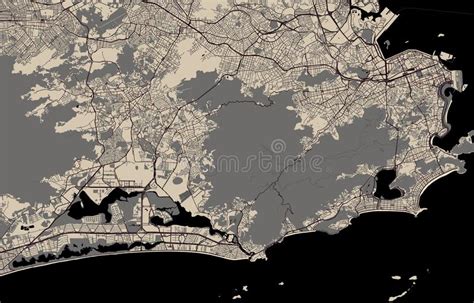 Mapa De La Ciudad De Rio De Janeiro Suroriental El Brasil Stock De Ilustración Ilustración