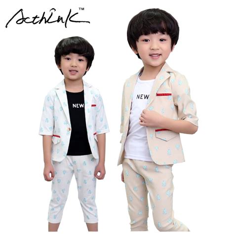 Acthink New Baby Boys Summer Formal Cartoon Clothing Set Kids Half