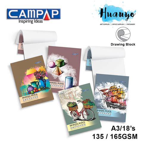 Campap Premium Drawing Paper Pad Block A3 Size 18 Sheets 135gsm