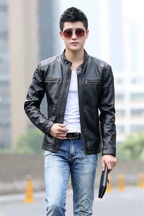 Fashion Slim Fit Leather Jacket Men Suede Coat For Mens Clothes Spring