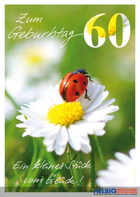 Geburtstag ist ein grund zum feiern: Glückwunschkarte 60. Geburtstag "Marienkäfer"-01018