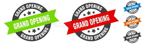 Grand Opening Stamp Grand Opening Round Ribbon Sticker Tag Stock