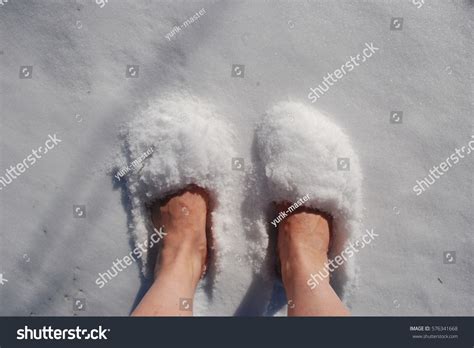 Mens Bare Feet Snow Stock Photo Edit Now 576341668