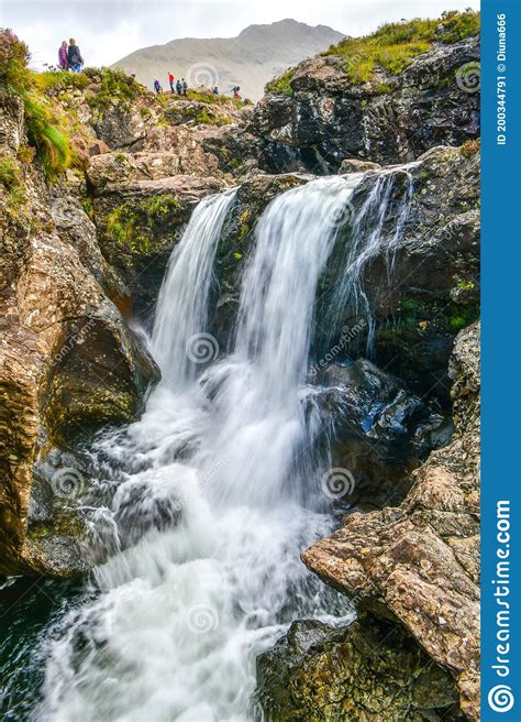 Isle Of Skye With A Beautiful Waterfall Panorama Stock Image Image Of