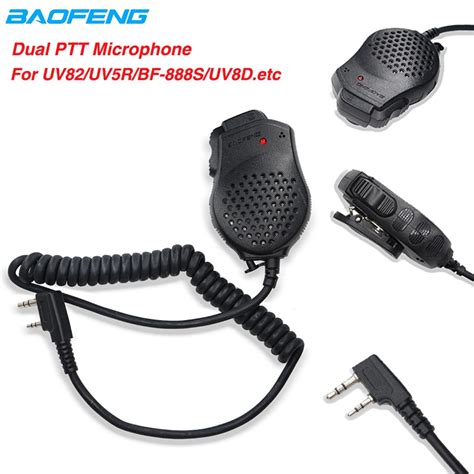 Original Baofeng 2 Dual Ptt Speaker Mic Microphone For Walkie Talkie Uv