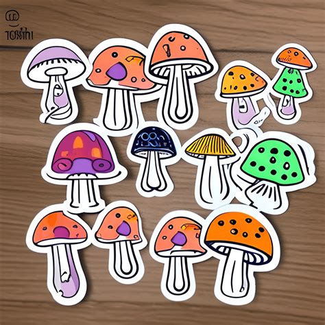 Adorable Halloween Kawaii Mushroom Sticker · Creative Fabrica