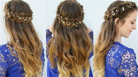 The silky smooth tresses let loose at the back along with a side braided tail looks elegant french braid. Half Up Crown Braid Hair Tutorial | Summer Hairstyles 2017 ...