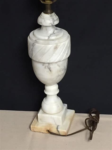 Antique Carved Alabaster Table Lamp Night Stand Lamp Marble Table