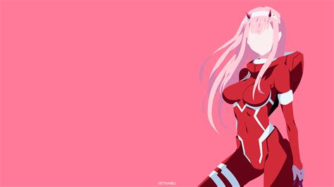 Darling In The Franxx Zero Two On Side With Red Dress Wtih Background