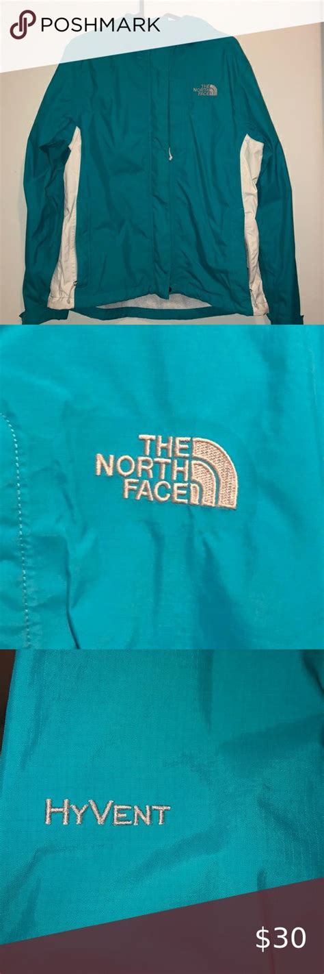 Teal And White Womens North Face Rain Jacket North Face Rain Jacket