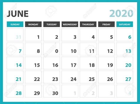 June 8 2020 Calendar Month Calendar Printable