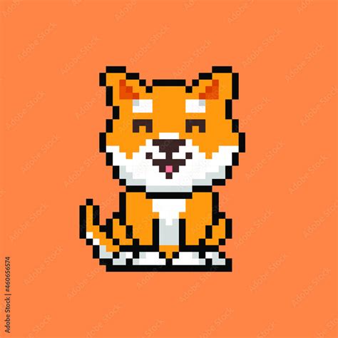 Shiba Inu Pixel Art Character Design Stock Vector Adobe Stock