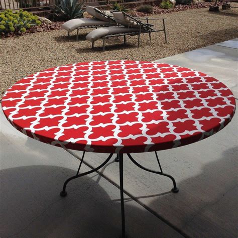 They are great conversation pieces and are useful to set drinks/food on when out in the backyard. Fitted Red Round Vinyl Elastic Table Covers | Table Covers ...