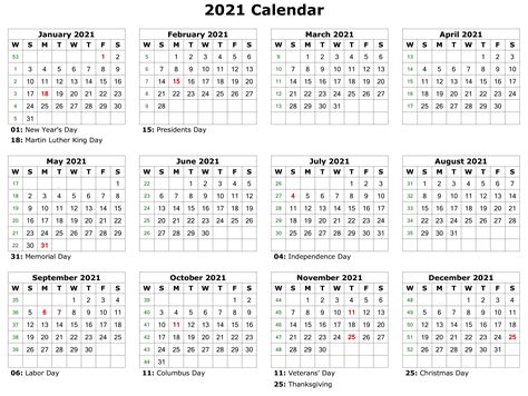 2021 Printable Calendar 12 Month Calendar Printable Printable