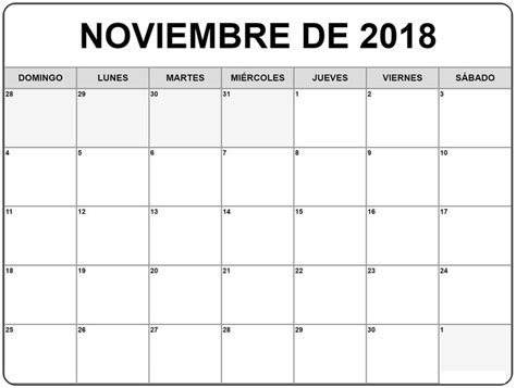 Calendario Noviembre 2018 Para Imprimir Excel Calendar Printables