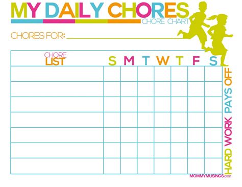 Weekly Chore Printable Reward Chart
