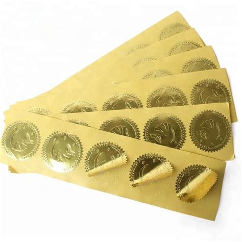 Custom Printed 3d Embossed Brand Logo Gold Foil Adhesive Labels