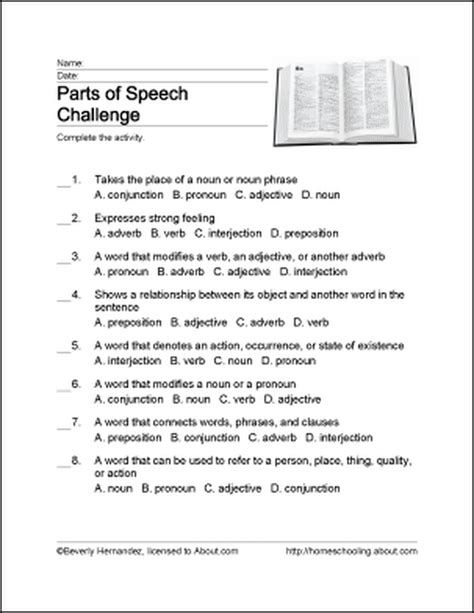 Printable Activities For Learning The Parts Of Speech Parts Of Speech