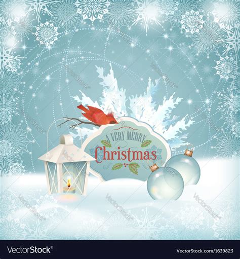 Xmas Bird Lantern Christmas Balls Background Vector Image
