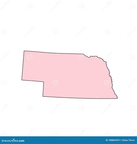 Mapa De Nebraska Isolado Na Silhueta Branca Do Fundo Estado De Nebraska