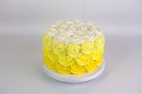 Yellow Ombre Rosette Cake Yellow Birthday Cakes 1st Birthday Cake