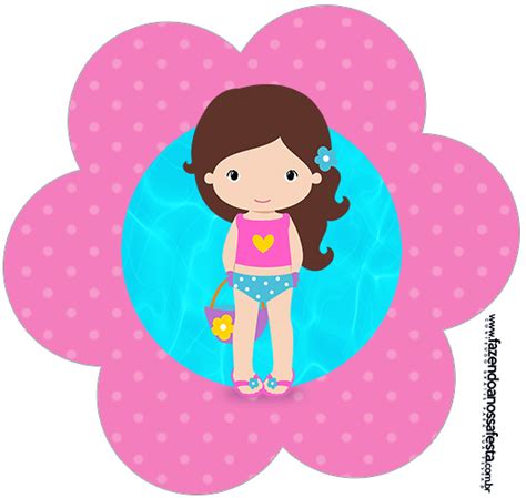 Brunette Girl Pool Party Free Printable Wrappers And Toppers For