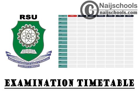 rivers state university rsu second semester examination timetable for 2019 2020 academic
