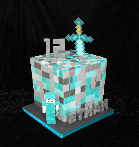 Minecraft Diamond Block Cake Minecraft Birthday Cake Minecraft