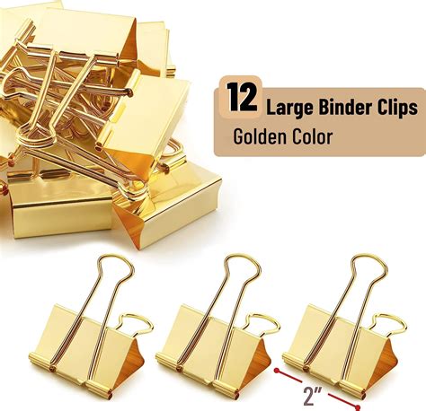 Large Binder Clips 2 Inch 12 Pack Gold 2 Inch Binder Clips Large