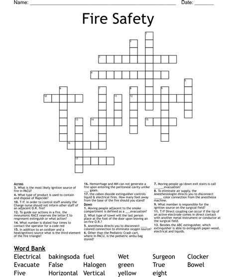 Fire Safety Crossword Puzzle By Puzzlefun Teaching Resources Tes Gambaran