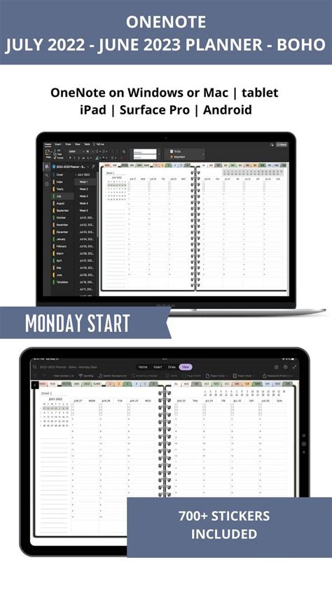Onenote Planner July 2022 To June 2023 Onenote Midyear Planner