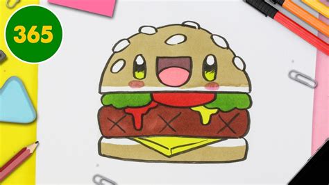 how to draw a cute burger kawaii youtube