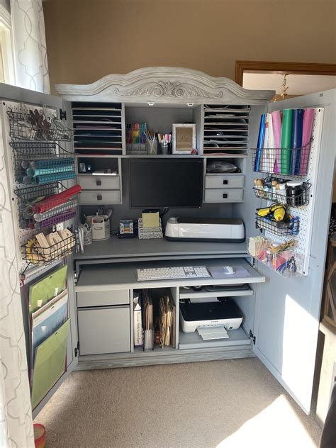 Turn A 60 Computer Armoire Into A Cricut Craft Cabinet 1000