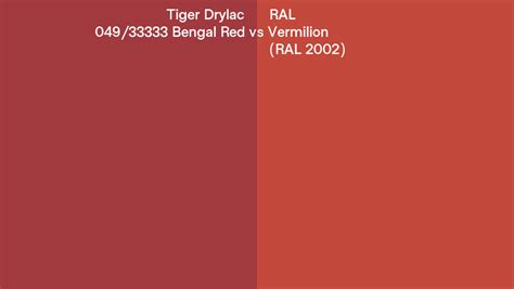 Tiger Drylac Bengal Red Vs Ral Vermilion Ral Side By